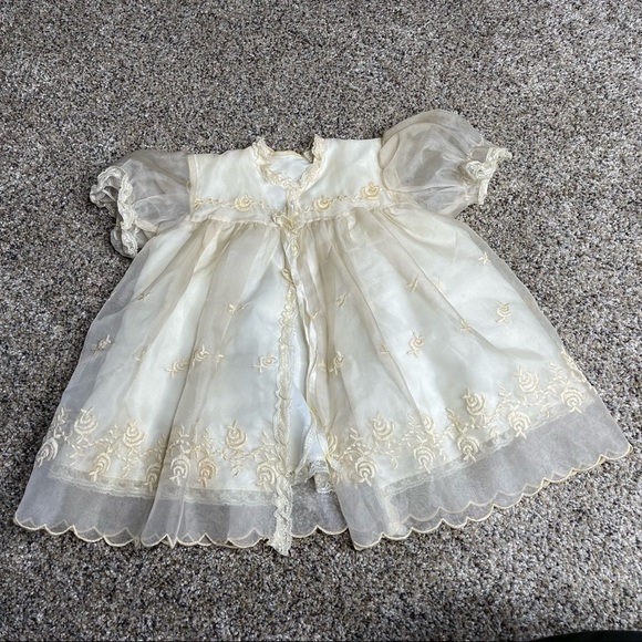 Phyllis Baby Wear Vintage Christening Baptism Outfit Gown Eyelet Embroidery Lace - Picture 2 of 7